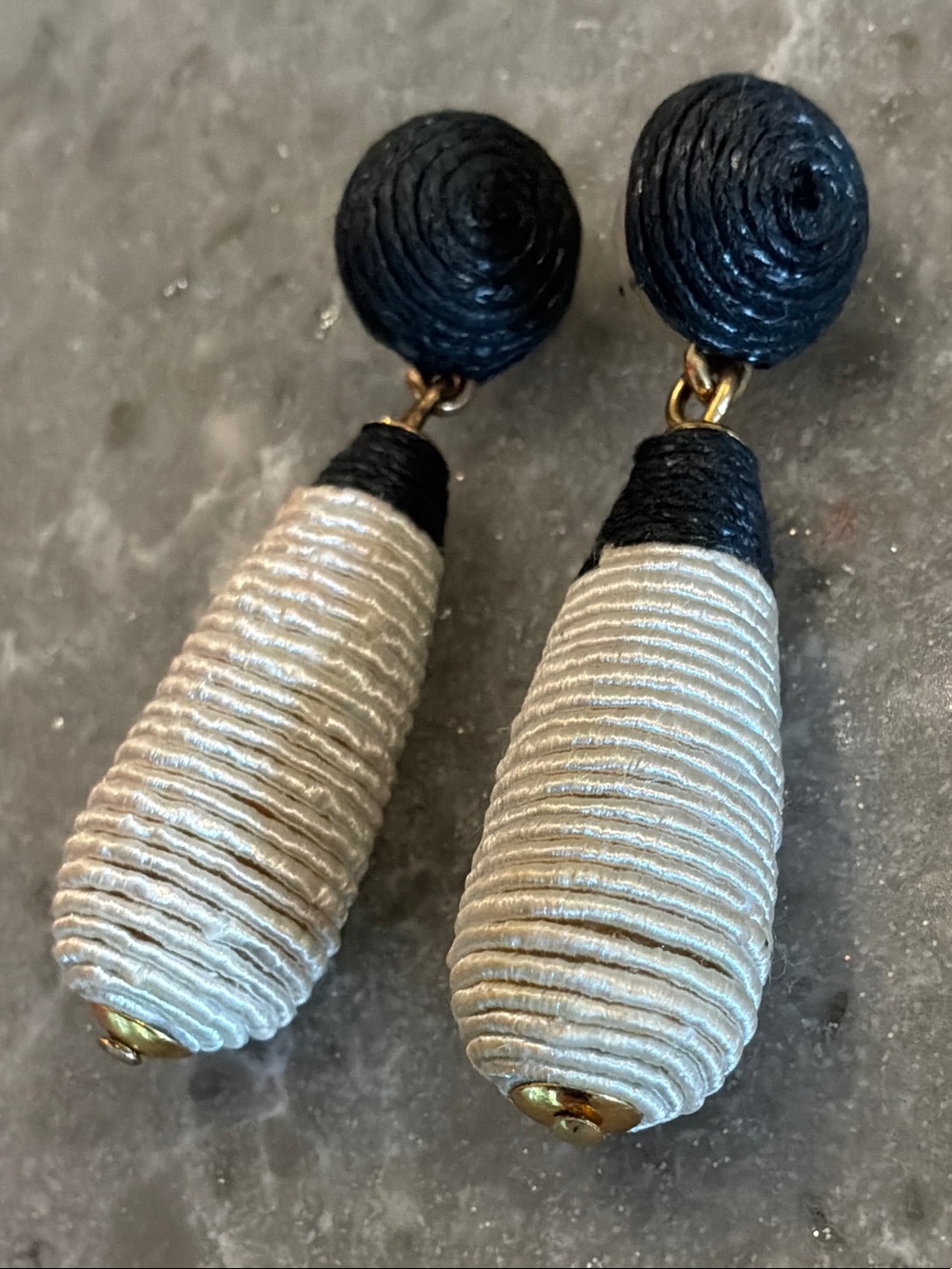 Handcrafted Black and Cream Drop Earrings - Women Jewelry